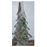 Vtg Green Swirl Art Glass Christmas Tree 8.25t