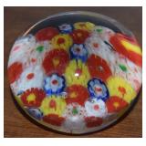 Vtg Chinese Millefiori Art Glass Paperweight 2.75