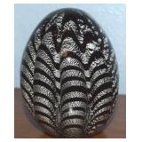 Vintage Silver Flake & Amethyst Art Glass Egg