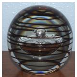 Vtg Swirl & Controlled Bubble Glass Paperweight