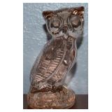 Vtg Mosser Light Pink Art Glass Owl Paperweight