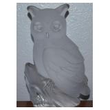 Vtg Frosted & Clear Glass Owl Paperweight 7"