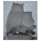 Vintage Frosted & Clear Glass Owl & Owlet Paper