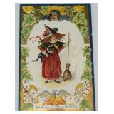 Antique Halloween Embossed Post Card w/ Witch