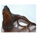 Blown Rootbeer Art Glass Stemmed Flower Vase