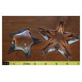 (2) Star Paperweights w/Art Glass +Faceted Crystal