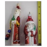 (2) Blown Glass Santa Claus Christmas Ornaments