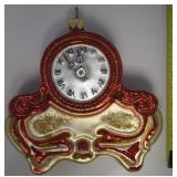 Poland Blown Glass Mantle Clock Christmas