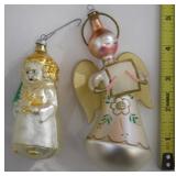 (2) Blown Glass Christmas Ornaments: Angels