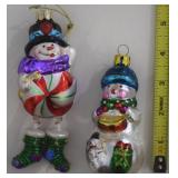 Blown Glass Snowman Christmas Ornaments