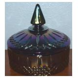 Vtg Indiana Carnival Glass Lidded Candy Dish w/