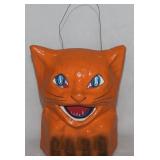 Contempo Paper Mache Orange Cat Lantern 7.5" tall