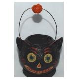 Contempo Paper Mache Sparkly Black Cat Lantern