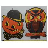 Vtg H.E Luhrs Diecut Halloween Owl/Jack-O-Lantern