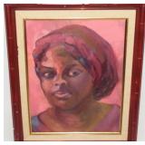 Signed Original Oil on Board Afrcan Tribal Woman
