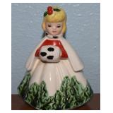 Vtg Lefton Ceramic Christmas Girl w/ Muff Figure
