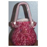 Contempo Pink Blown Art Glass Handbag Purse