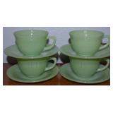 (4) Vtg Fire King Jadeite Cup & 5 7/8" Saucer Sets