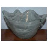 Vtg Aqua Swirl Recycled Glass Bowl 6.25wide