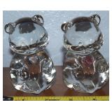 (2) Fenton Birthstone Art Glass Teddy Bears