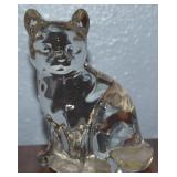 Fenton Clear Art Glass Seated Cat Figure 4.25