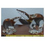 (2) Art Glass Polar Bear Figures 4" Largest