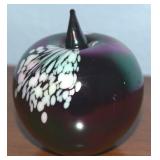 Vintage Iridescent Spattered Art Glass Apple