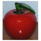 Blown Art Glass Red Apple Paperweight 3.75"
