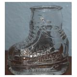 Vtg Windsor Clear Glass Skating Boot Candy Cont