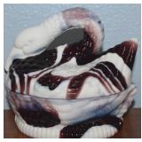 Heisey Amethyst Slag Glass Swan on Nest Dish