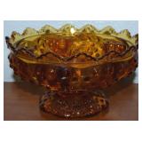 Vtg Fenton Amber Hobnail Art Glass Candle Holder