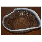 Vtg Opalescent Moonstone Glass Heart Tidbit Bowl