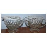 Vintage Opalescent Moonstone Creamer & Sugar