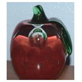 Vtg Joe Rice Signed Art Glass Apple Paperweight