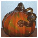 Blown Art Glass Pumpkin Autumn Accent 6.25w