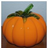 Blown Art Glass Pumpkin Autumn Accent 5w