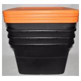 (4) Sterilite 18 Gallon Black/Orange Storage Totes