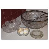 (3) Glass/Crystal Pcs w/ Salad Bowl & Serving Pcs+
