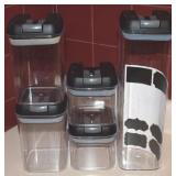 5pc Lidded Kitchen Storage Canisters w/ Labels