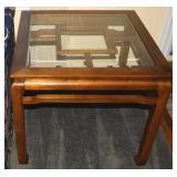 Contempo Oriental Style Glass Inset Top End Table