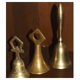 (3) Vintage Brass Bells up to 6" Tallest