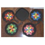 (5) Cast Iron Skillets w/ (1) Lodge - 10-10.25"