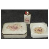 Vtg 3pc RB Italy Alabaster Painted Set w/ Table