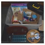 Lidded Tote of Misc w/ Lacquered Tray, Crafts,