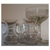 4pc Glass Lot w/ Vases & Oversized Daiquiri Glass
