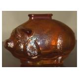 Vintage Marigold Carnival Glass Pig Piggy Bank