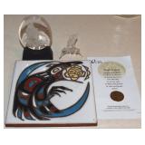 Home Decor/Misc Lot w/ Ceramic Tile, Blown Art