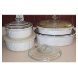 Vtg 4pc Corningware Lidded Baking Dishes