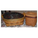 (2) Longaberger Baskets 2001 Handled 12.5"w +