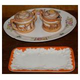 Ceramics Lot w/ Handpainted Japan Orange 8.5"